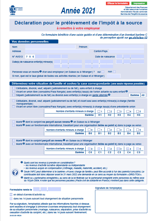 Form to declare tax at source