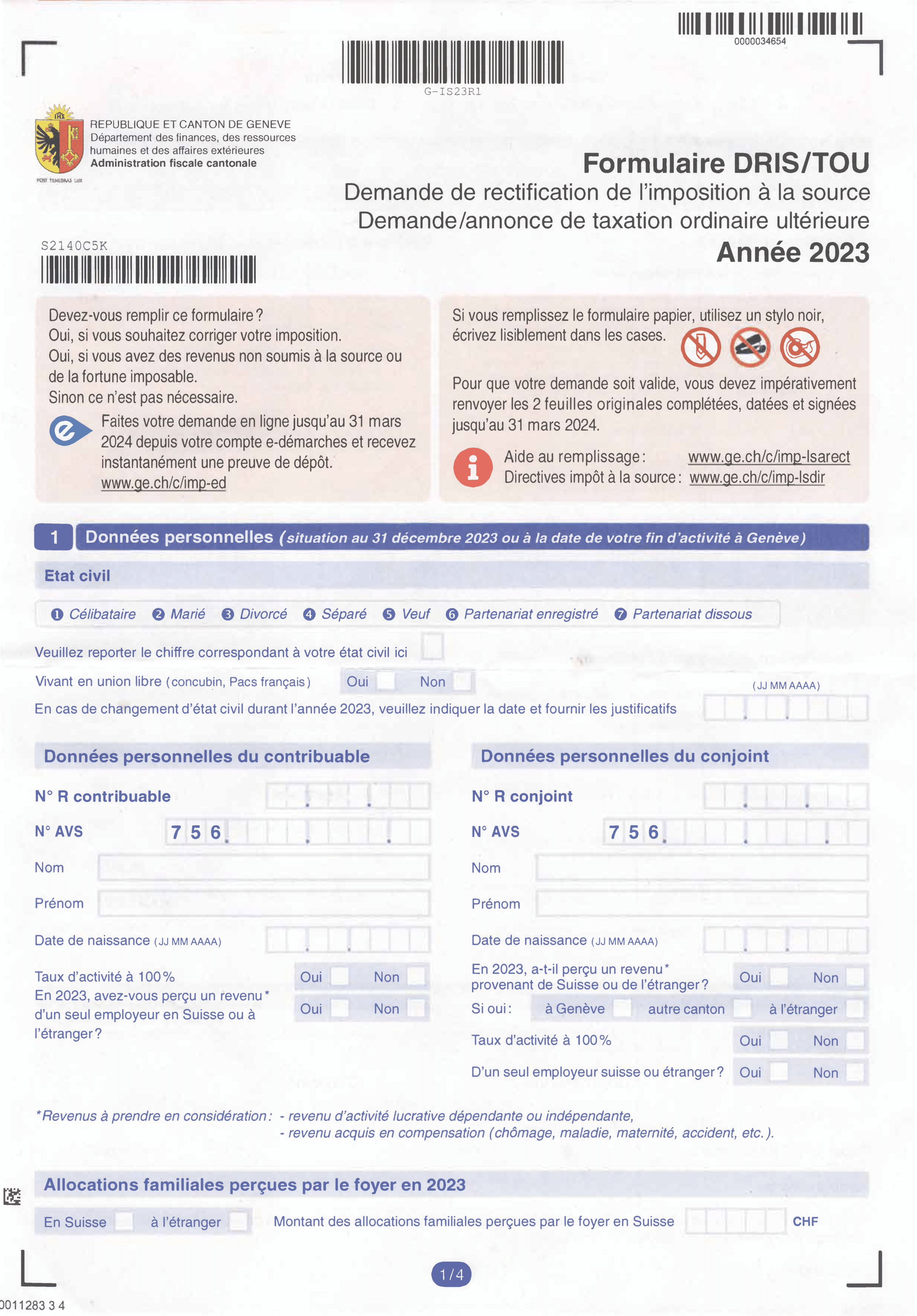 rectification impot source geneve 2023